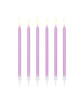 Lilac Tall Birthday Candles 14cm, pk12