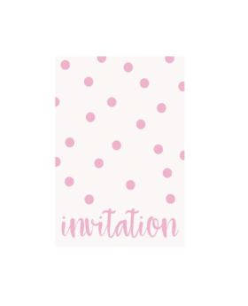 Pastel Pink Dots Party Invitations, pk8