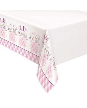 Pink Floral Elephant Baby Shower Tablecover 1.37m 2.13m