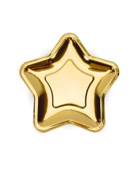 Gold Star Shaped Plates 18cm, pk6