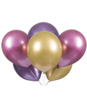 Pink, Purple & Gold Platinum Latex Balloons 11"