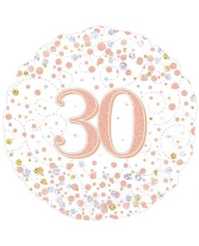 Rose Gold Sparkling Dots 30th Birthday Foil Balloon