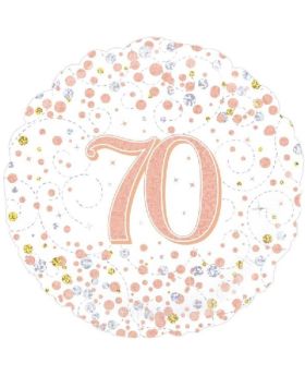 Rose Gold Sparkling Dots 70th Birthday Foil Balloon