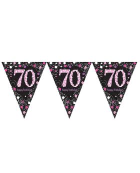 Pink Sparkling Celebration 70th Birthday Flag Banner 4m