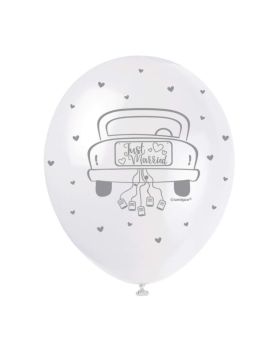 Pearlised Just Married Latex Balloon 1", pk5