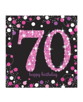 Pink Sparkling Celebration 70th Birthday Luncheon Napkins 33cm x 33cm, pk16