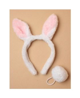 White Bunny Rabbit Ears with Tail