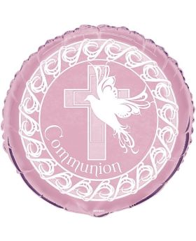 Dove Cross Communion Girl Pink Foil Balloon 18"