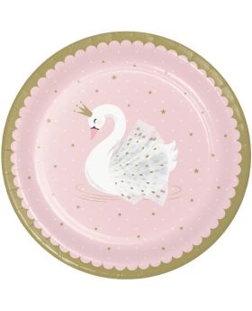 Swan Party Dinner Plates 23cm, pk8
