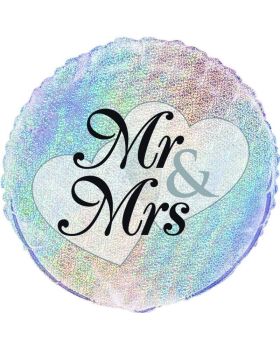 Mr & Mrs Holographic Foil Balloon