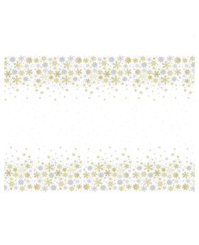 Silver & Gold Snowflakes Party Tablecover 1.37m x 2.13m