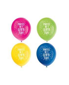 Llama Birthday Party Latex Balloons 12", pk8