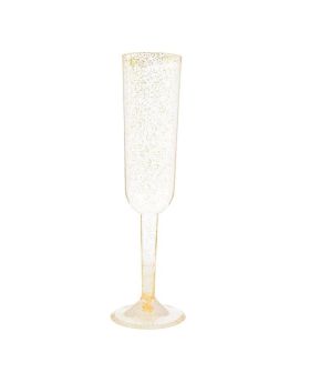 Gold Glitter Plastic Champagne Glass