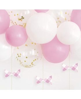 Pink Gingham 1st Birthday Party Balloon Arch Kit