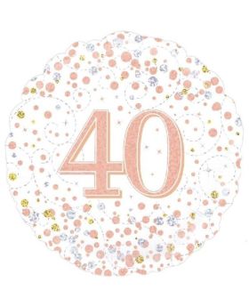 Rose Gold Sparkling Dots 40th Birthday Foil Balloon