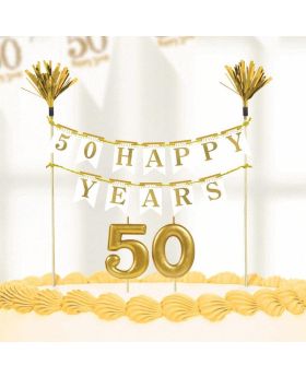 Sparkling Golden Anniversary Cake Decorations & Candles