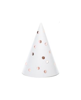 Rose Gold Dots Party Hats, pk6