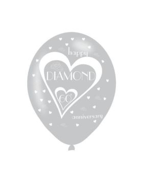 6 Diamond 60th Anniversary Latex Balloons 11"