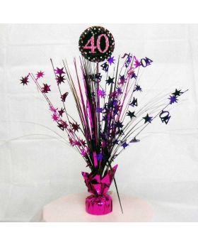 Pink Sparkling Celebration 40th Birthday Spray Centrepieces 33cm
