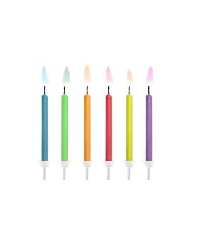 Coloured Flame Candles, pk6