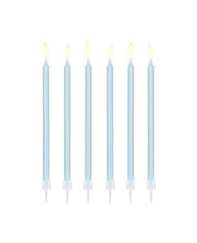 Light Blue Tall Birthday Candles 14cm, pk12