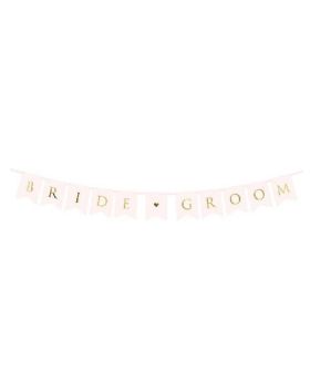 Bride & Groom Light Pink Ribbon Banner 1.5m