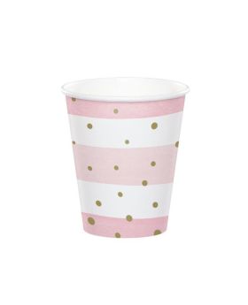 Pink and Gold Baby Shower Party Cups 256ml, pk8
