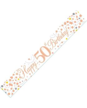 Rose Gold Sparkling 50th Birthday Foil Banner 2.8m