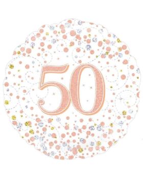 Rose Gold Sparkling Dots 50th Birthday Foil Balloon