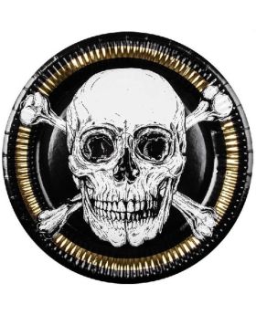 6 Black & Gold Pirate Party Plates