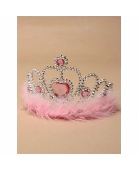 Inca Silver Plastic Tiara with Pink Heart Stone