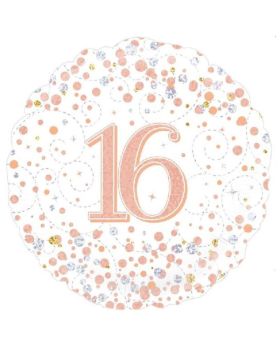 Rose Gold Sparkling Dots 16th Birthday Foil Balloon 18"