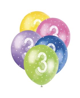 Age 3 Birthday Latex Balloons 12''
