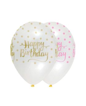 Pink Chic Happy Birthday Latex Balloons 12''