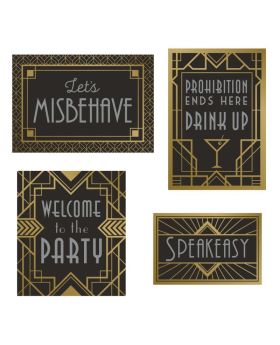 Roaring 20's Party Wall Decorations, pk4