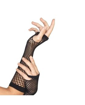 Black Fishnet Fingerless Gloves, Long