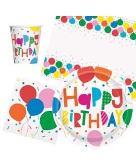 Colourful Balloons Party Tableware Pack for 8