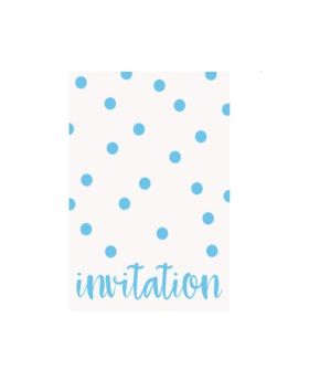 Pastel Blue Dots Party Invitations, pk8