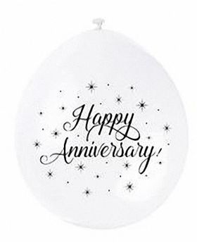 Happy Anniversary Age and Occasions White Latex Balloons 9'', pk10