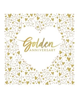 Golden Anniversary Foil Luxury Napkins 33cm x 33cm, pk16