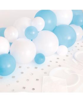 Blue & White Balloon Garland Table Runner
