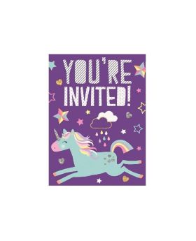 Unicorn Party Invitations, pk8
