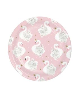 Swan Party Lunch Plates 18cm, pk8