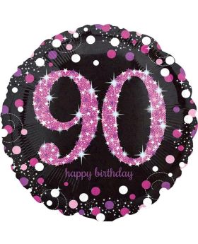 Pink Sparkling Celebration 90th Birthday Foil Balloon 18"