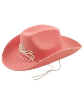 Adult Pink Cowboy Hat with Tiara