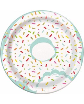 Donut Party Paper Round Plates 18cm, pk8
