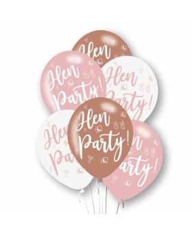 Rose Gold Hen Party Latex Balloons 12", pk6