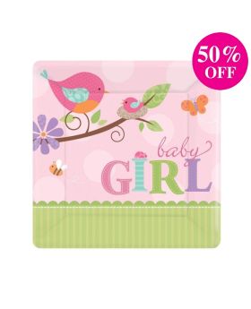 8 Tweet Baby Girl Pink Baby Shower Dessert Plates