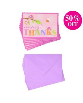 8 Tweet Baby Girl Pink Baby Shower Thank You Cards