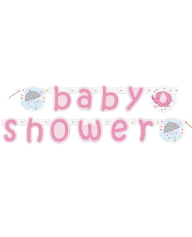 Umbrellaphants Pink Jointed Baby Shower Banner